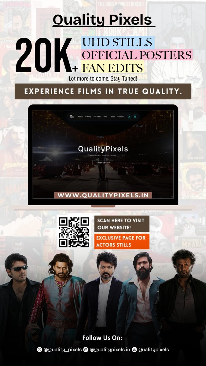 Itz_SumanthR's tweet photo. Your go to spot for all stunning UHD images and exclusive posters
Check out https://t.co/Mb3BWC06aC
@Quality_Pixels !!!
Experience your visual game at the highest quality not just Posters but movies toooπ₯
Stay tuned they are upgrading to something bigβ€οΈ
#QualityPixels https://t.co/XI2axszWec