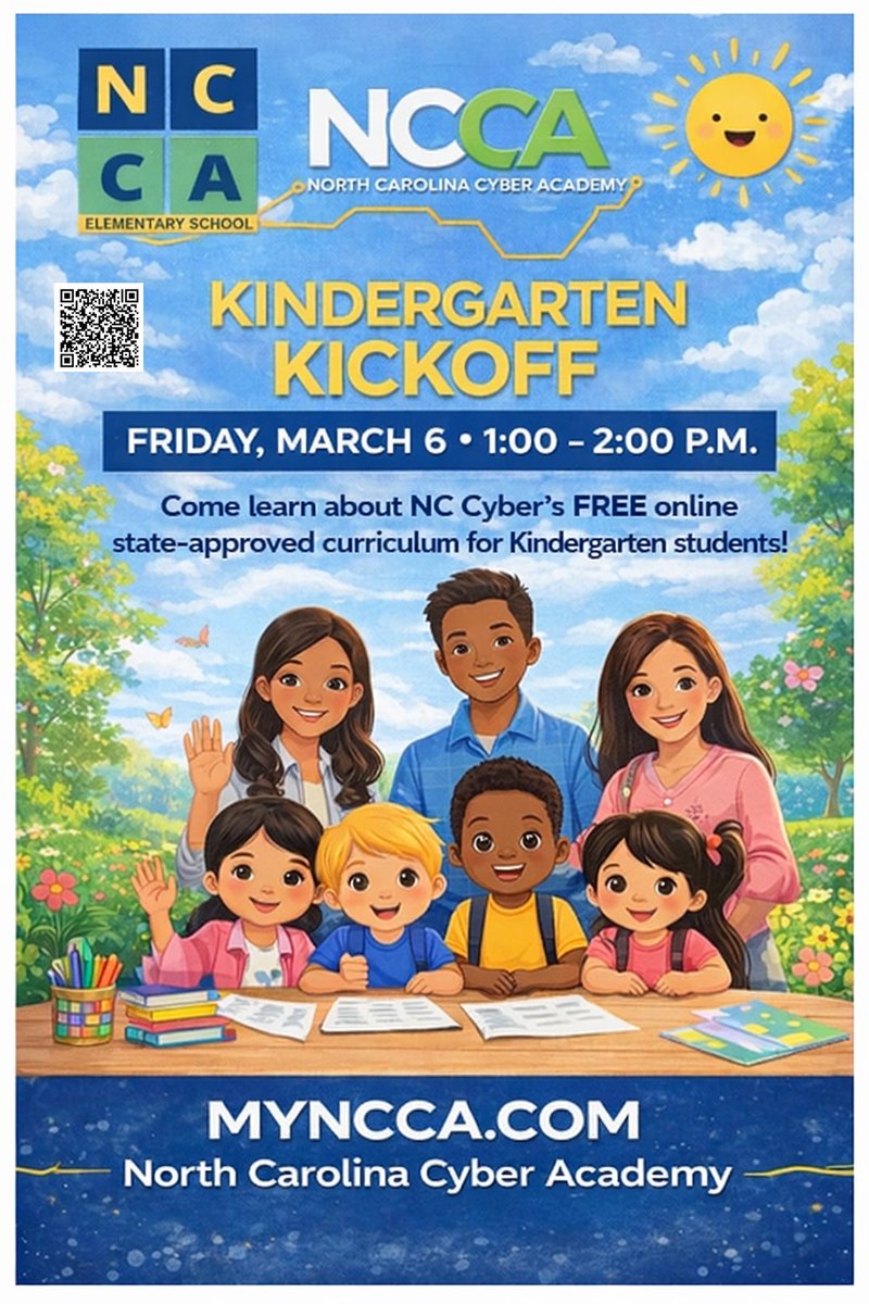 Come ask questions of our teachers and Principal Mr. Copeland, and get a better understanding of our free, virtual state-certified curriculum. A flyer is below with a QR Code for pre-registration!