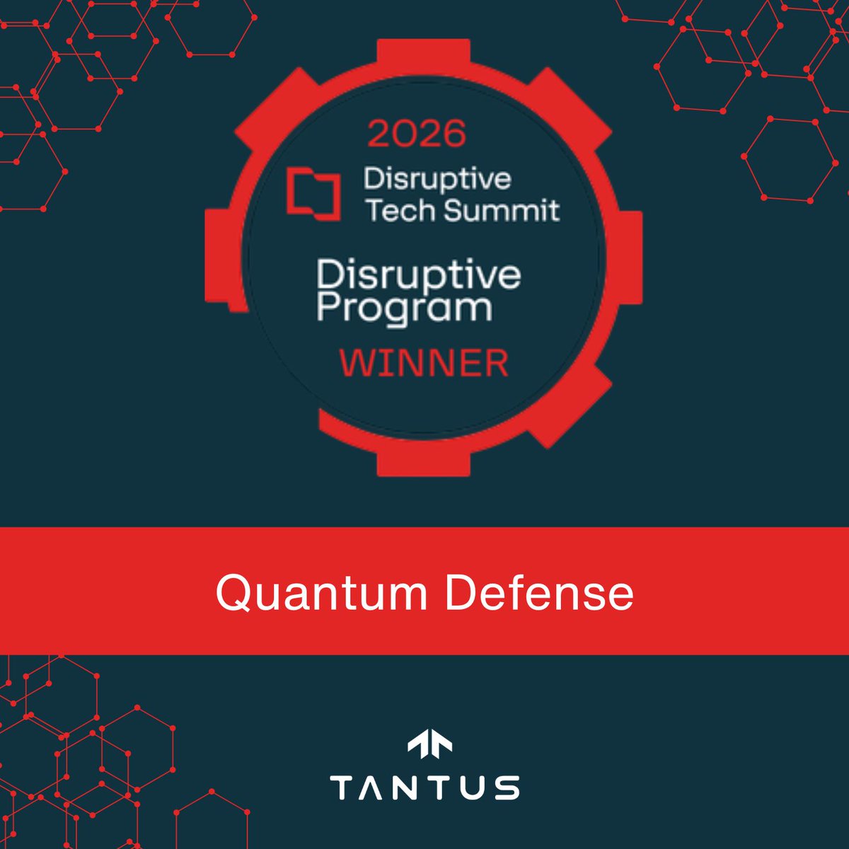 Tantustech's tweet photo. Tantus Tech has been named one of FORUM ’s 2026 Disruptive Tech Award winners! This honors our mission-driven tech solutions making real impact across the federal landscape. #FedCon #GovCon #DisruptiveTech #GovTech https://t.co/HsRVFhpalx
