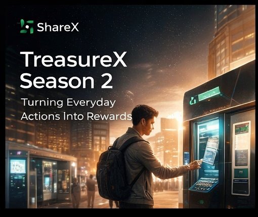 Everyday Life Just Became Valuable

You rent a power bank.
You grab coffee from a vending machine.
You charge your EV.
Normal day, right?

Now imagine those small actions actually earning you rewards.
That’s what TreasureX Season 2 by <a href="/ShareX_Network/">ShareX</a> is doing, It's turning
