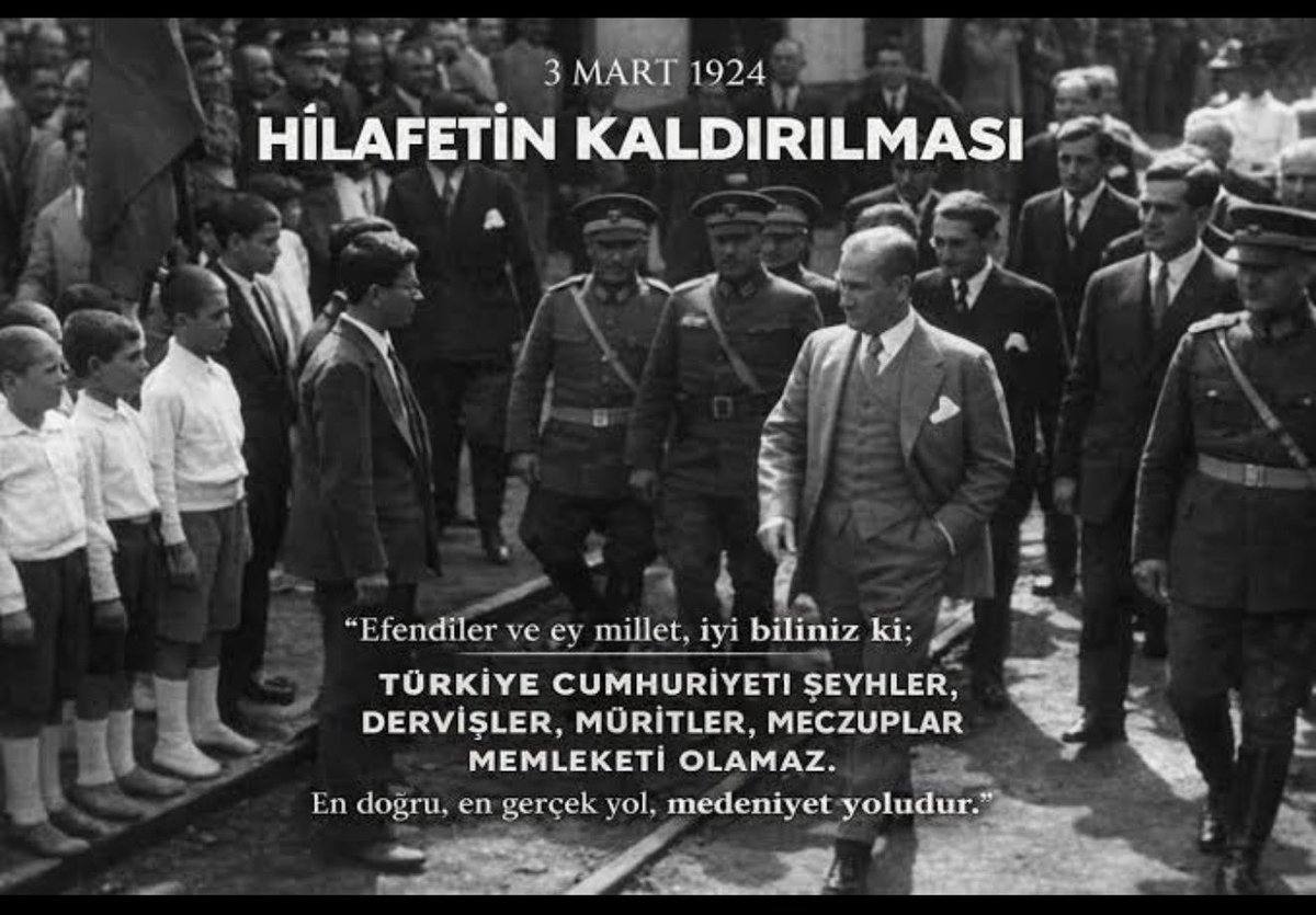 3 Mart sadece Beşiktaş’ın doğumu değil, tam 21 yıl sonra Ulu önder ATATÜRK’ün Hilafeti kaldırmasıdır.
Yaşa Mustafa Kemal Paşa…