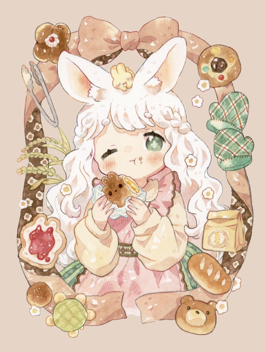 「#うさぎの日 らしいので!ꪔ̤̥ꪔ̤̮ꪔ̤̫ この前の新刊でだした白うさぎちゃん」|もかろーる🌷のイラスト