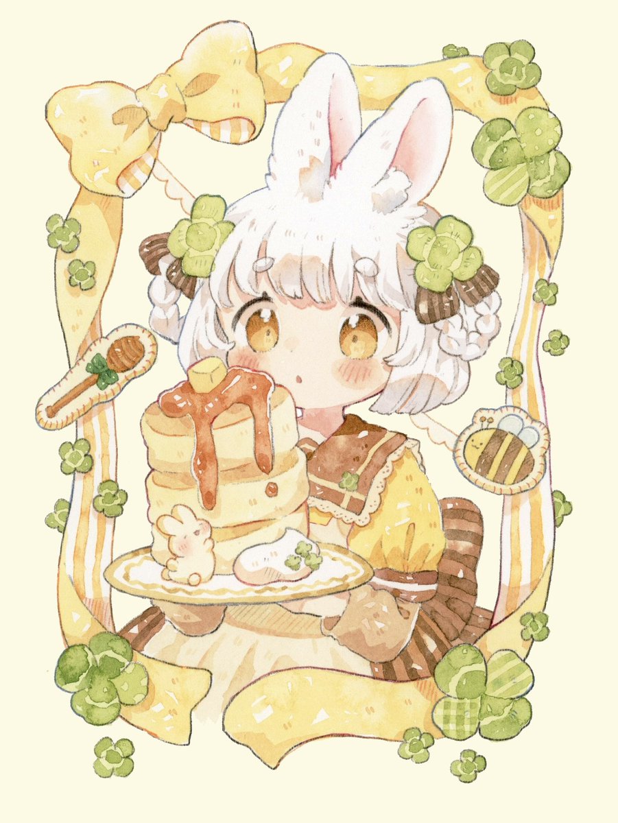 「#うさぎの日 らしいので!ꪔ̤̥ꪔ̤̮ꪔ̤̫ この前の新刊でだした白うさぎちゃん」|もかろーる🌷のイラスト