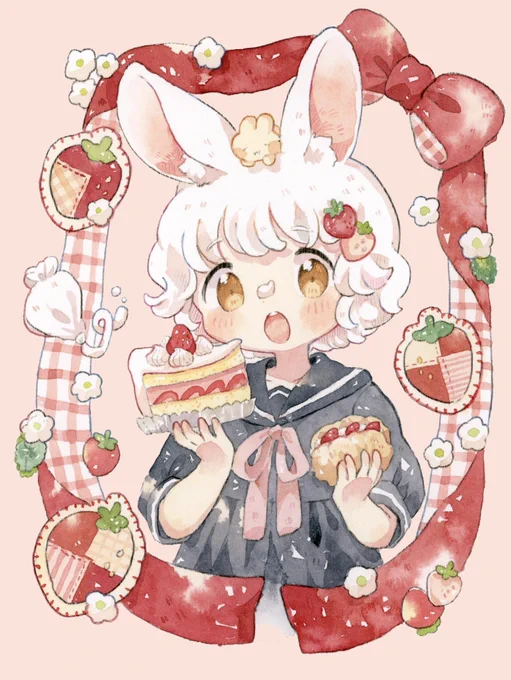#うさぎの日 らしいので!ꪔ̤̥ꪔ̤̮ꪔ̤̫ この前の新刊でだした白うさぎちゃんズ