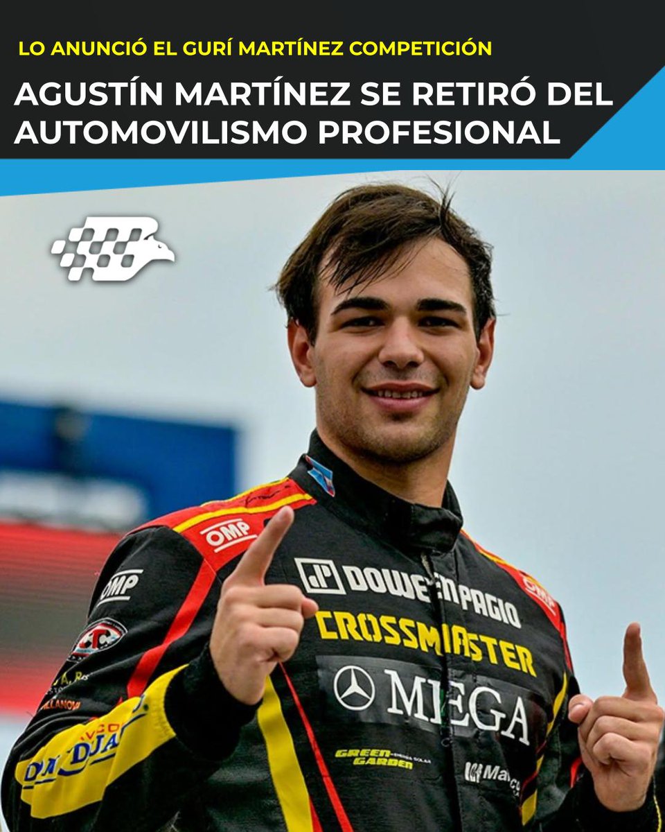 Campeonesnet's tweet photo. #TC | EL "GURISITO" SE RETIRÓ DEL AUTOMOVILISMO

👉 A través de sus redes sociales, el Gurí Martínez Competición anunció que Agustín Martínez no seguirá participando del deporte motor.

▶️ De 22 años, el hijo de Omar Martínez tomó la decisión a días de la segunda fecha de la temporada del Turismo Carretera, a disputarse en Viedma este fin de semana.

⏩ El "Gurisito" había tenido un gran inicio de año en El Calafate, donde terminó en el 2° lugar.