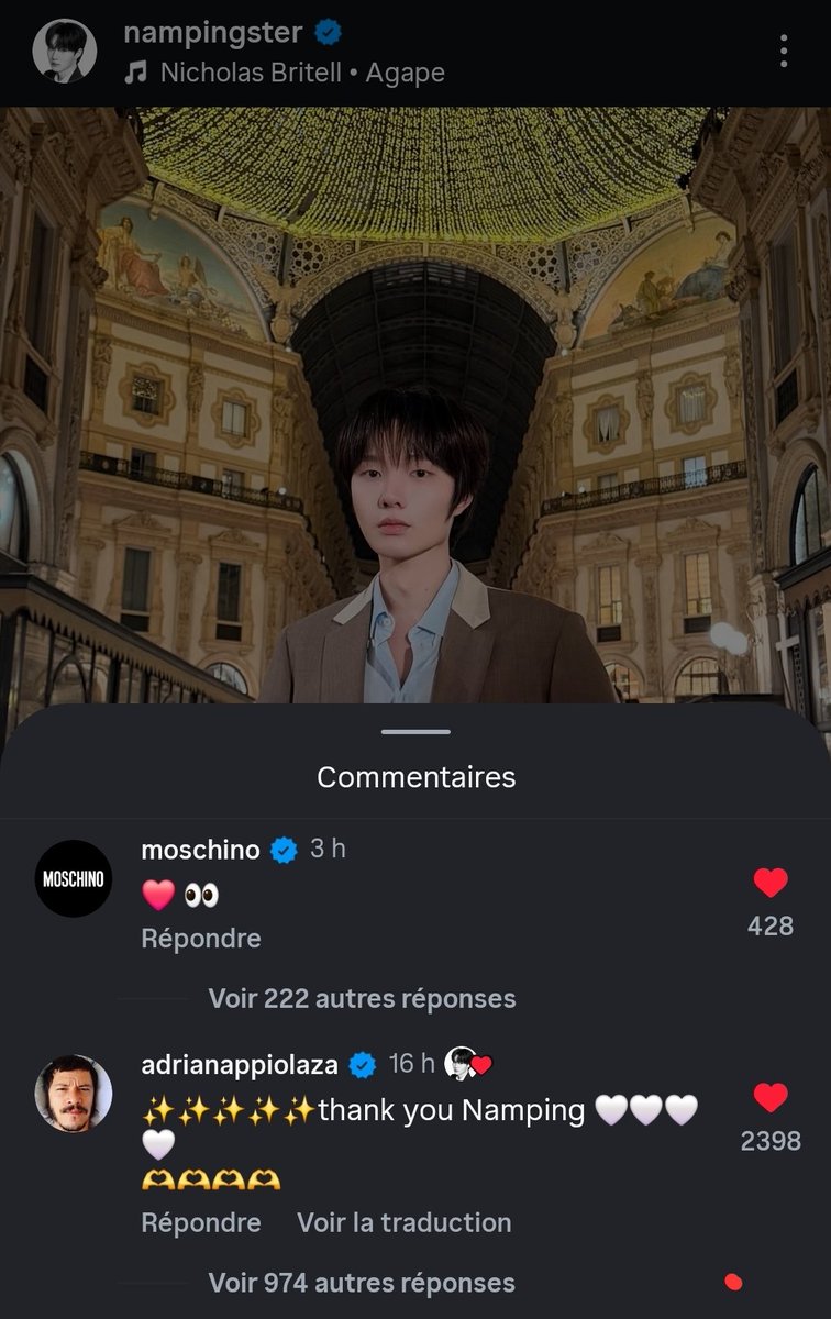 เก่งน้ำปิงถูกรักจาก Moschino อย่างดีเลย ขอบคุณทางแบรนด์มากจริง ๆ ที่ให้โอกาสเด็ก 2 คนนี้ได้ไปค้นหาตัวตนและทำตามความฝันของตัวเองในเวทีโลก เชื่อว่าการไป MFW ในครั้งนี้จะสามารถเปิดประตูบานใหญ่ในวงการสายแฟชั่นของทั้งคู่ได้อย่างแน่นอน 

สู้ไปด้วยกันจนกว่าจะ 7 โมงเช้านะโอ๋โอ๋ 💪✨️