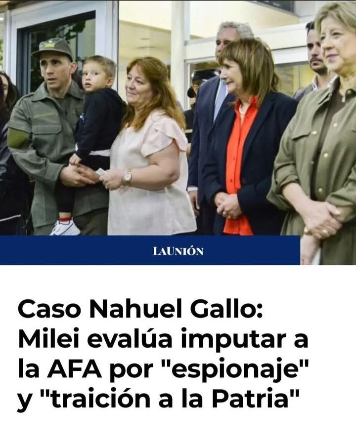 Zapatero a tus zapatos 

Totalmente de acuerdo 

Denuncien <a href="/JMilei/">Javier Milei</a> <a href="/PatoBullrich/">Patricia Bullrich</a> 

Los DELINCUENTES siempre serán DELINCUENTES!!

Traer a Gallo, fue un arreglo con el régimen NARCO COMUNISTA de Nicolás Maduro 

#TapiaPresoYa