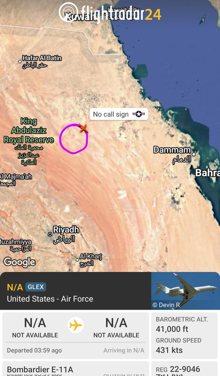 sipjack1776's tweet photo. Bombardier E-11A 🇺🇲
BACN
#AE77A3/22-9046
Up over KSA out of Prince Sultan.
@Borrowed7Time
@MRAIDANya @stunorth69 
A great read on the aircraft  ⬇️
https://t.co/ReP1Dkrcrx https://t.co/0XdhLr7tq4
