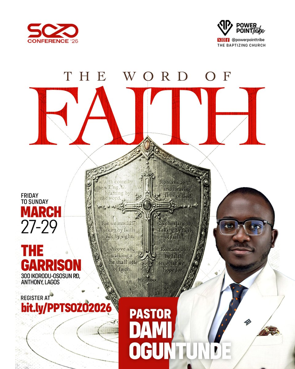 Join Pastor Dami <a href="/damioguntunde/">Dami Oguntunde</a> at SOZO Conference 2026🔥

Pastor Dami is the Senior Pastor of The PowerPoint Tribe in Lagos and Abuja, a Bible teacher, author and life coach with a mandate to inspire a generation

Yet to register? 

Click here: bit.ly/PPTSOZO2026

#SOZO2026
