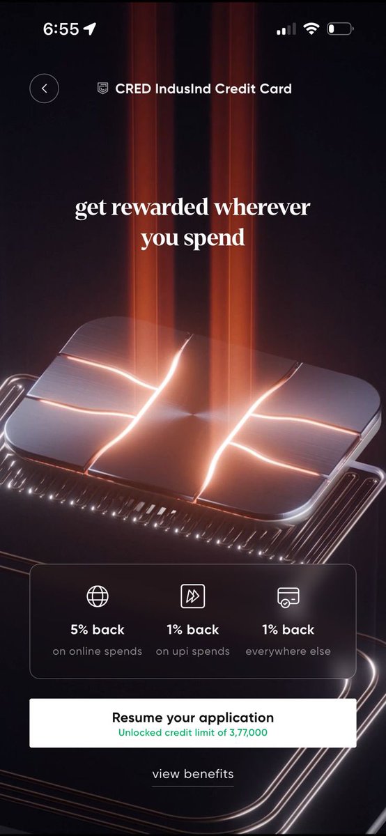 eshwarvs's tweet image. Indusind credit card X Cred 💳 

Applications are live now on Cred App 🙌🏻

@ccg33k