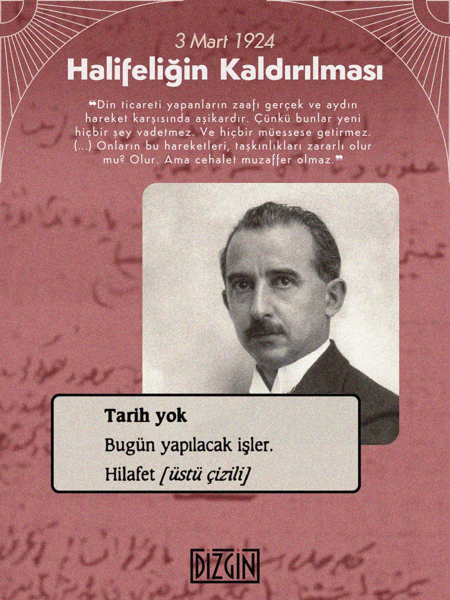 Kemalist Devrim'in en önemli yapıtaşlarından biri olan Devrim Kanunları'nın kabul edilmesinin ve halifeliğin kaldırılmasının 102. Yılı kutlu olsun

"Devrim Kanunları mevcut kanunların üstündedir"
-Mustafa Kemal Atatürk