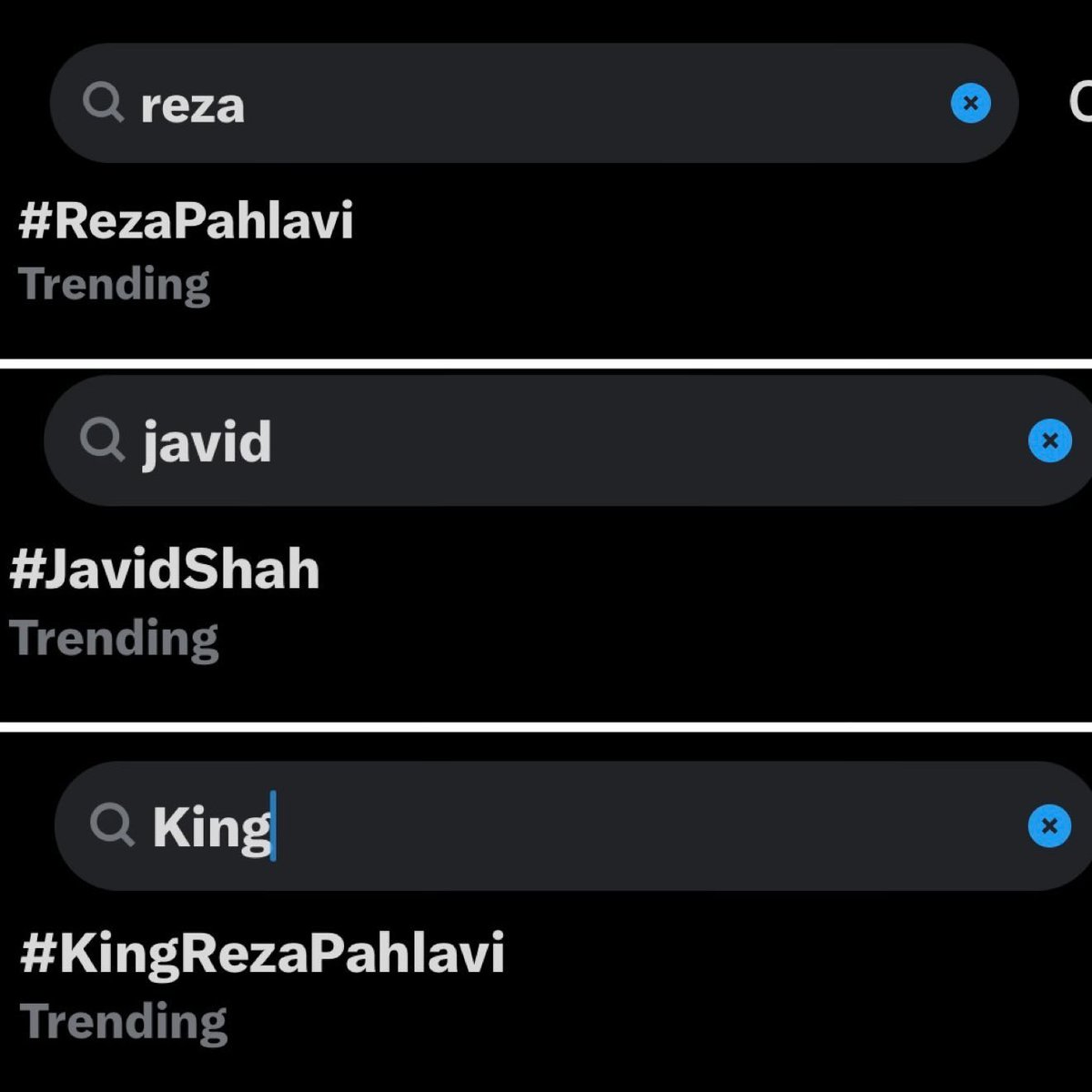 Mass1467928's tweet photo. این سه تا هشتگ ترندن
باید ترند بمونن
بزنین ببینم چیکار میکنین باشرفا 
#JavidShah #RezaPahlavi #KingRezaPahlavi https://t.co/s38shS1MnH