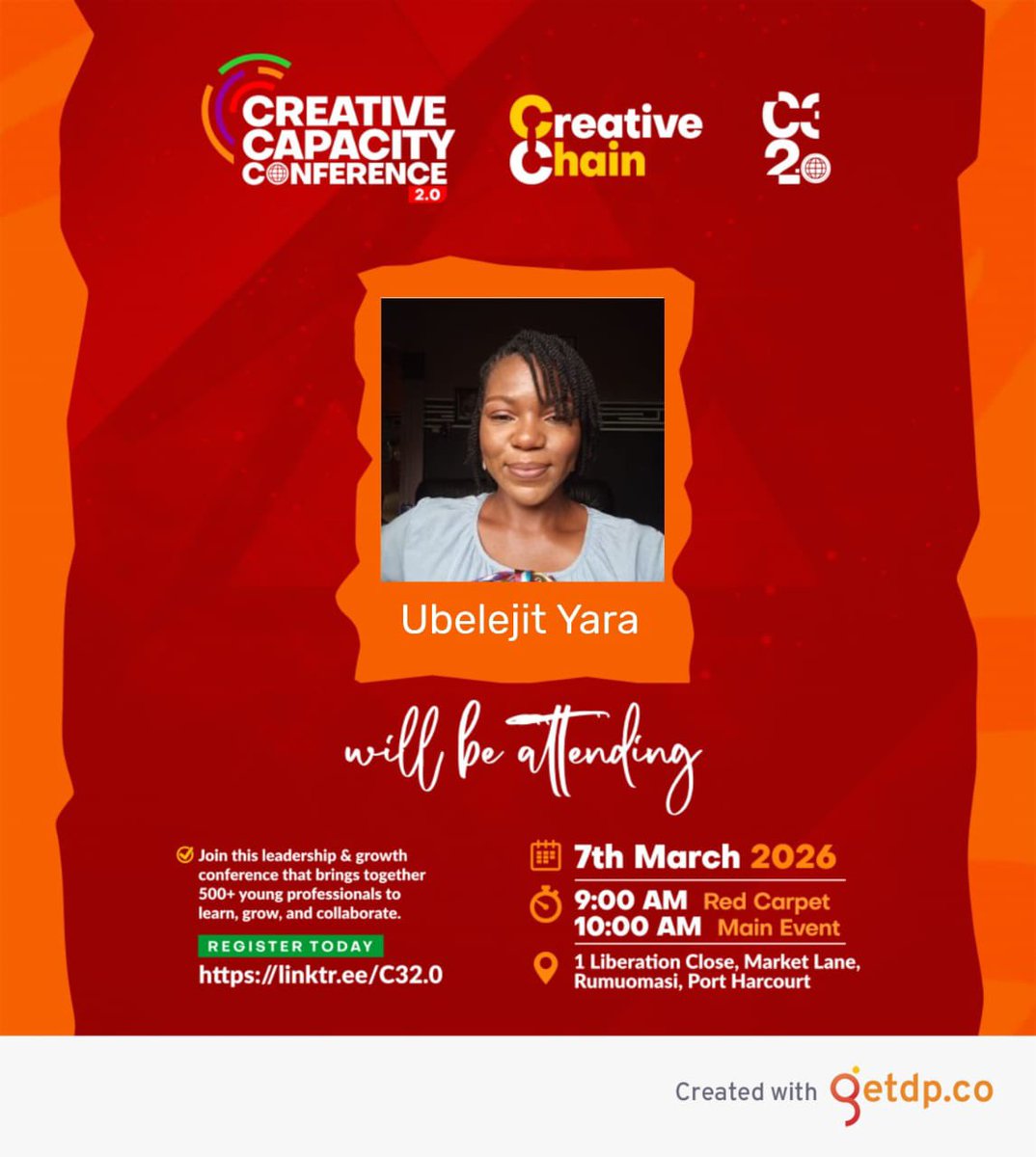 Creative_C3's tweet photo. Create your personalized DP for Creative Capacity Conference:
1. Crop a square picture of yourself
2. Go to https://t.co/n3NfpRssfr
3. Click on + sign to upload
4. Enter your name
5. Click generate DP
6. Download and collaborate with us on IG😌

#C3
#CreativeCapacityConference https://t.co/oHg1981j19