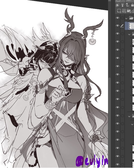 I missed the window time--
But still let's say... "Happy Birthday Lauma!! Here I hmm 'present' you (a) Columbina"
(More sketch of laumbina and see if I maybe will refine it someday...)