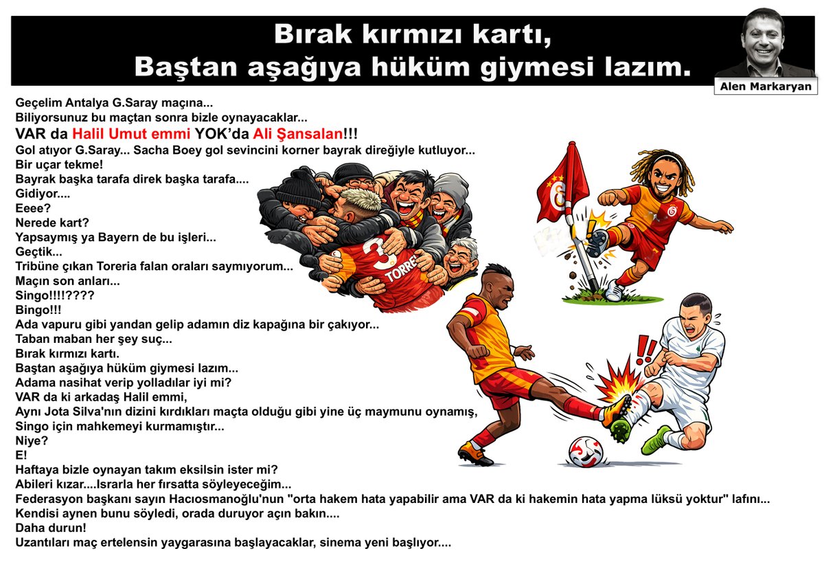 Israrla her fırsatta söyleyeceğim... 
Federasyon başkanı Sayın İbrahim Hacıosmanoğlu'nun "Orta hakem hata yapabilir ama VAR'daki hakemin hata yapma lüksü yoktur" lafını...