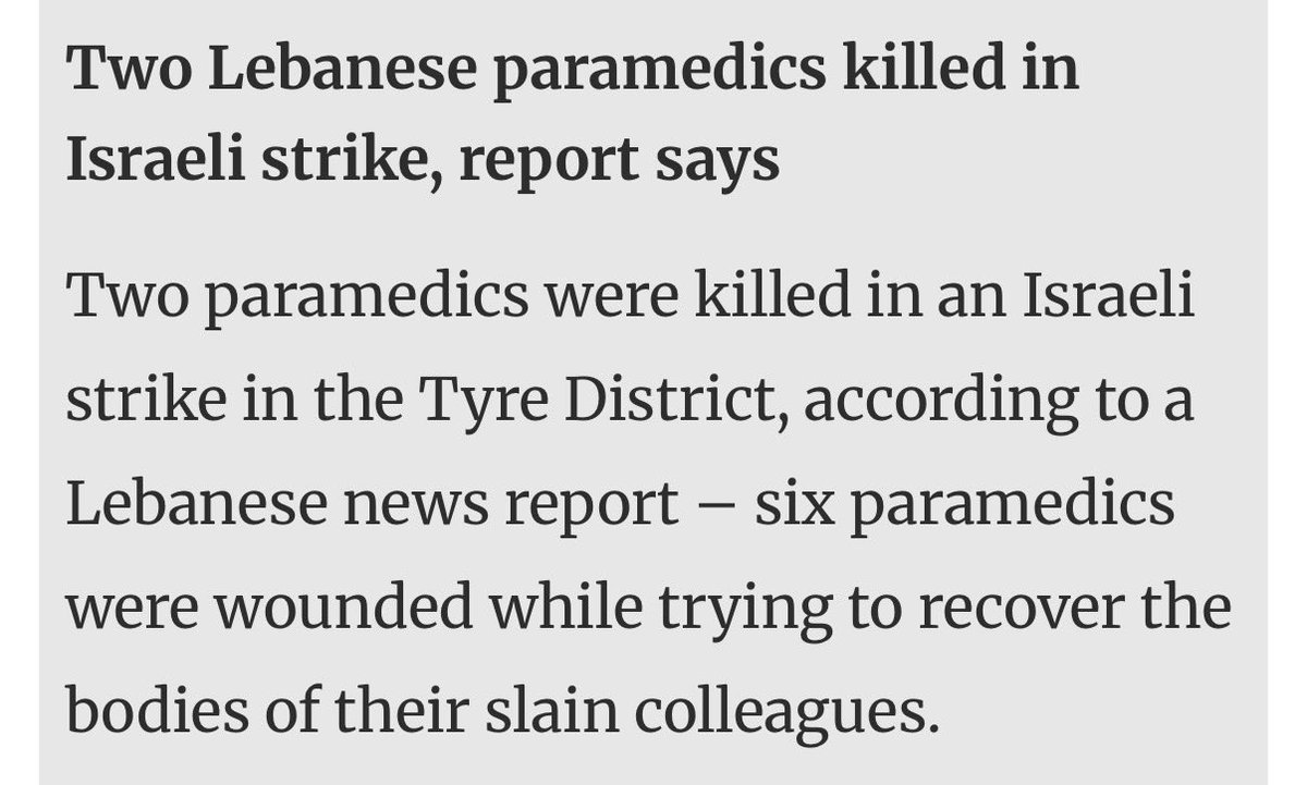If there is one constant you can count on in every confrontation Israel enters, it is Israel’s relentless use terrorism against medics, school children, journalists…etc. it’s a genocidal terrorist regime, through and through.