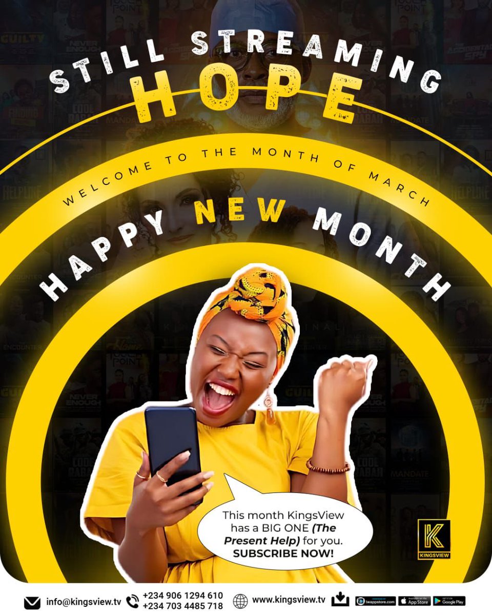 KingsViewTV's tweet photo. Welcome to the Month of March! 
Something big is coming to your screen this month! THE PRESENT HELP movie will be live on our Platform KINGSVIEW on the 4th of March. Download and subscribe #movienight #TrendingNow https://t.co/yYuj7ZdMAR