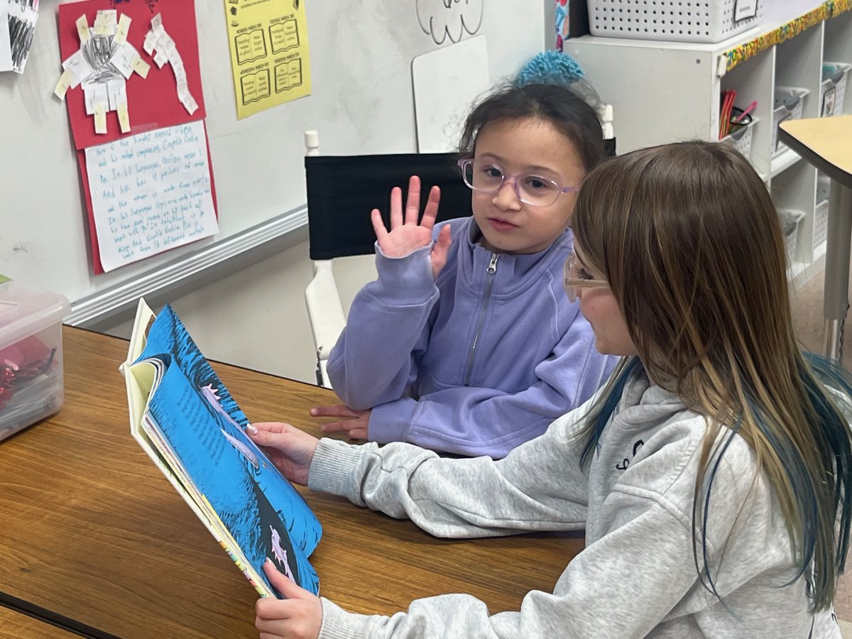 Buddy classes in action! Mrs. Foresto's fourth grade class and Ms. Flicker's first grade class enjoyed some time reading together!