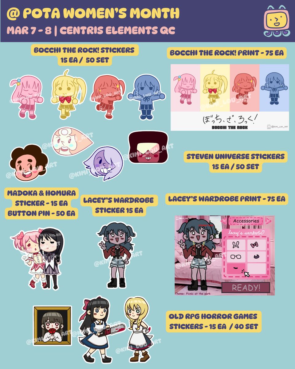 merch catalogue for pota women's month yipee!!
hope to see u guys this weekend at centris elements :^D

(late post because i was distracted by the lunar eclipse woops)

#WomensMonth
#PatronsOfTheArts
#PotAWomensMonth