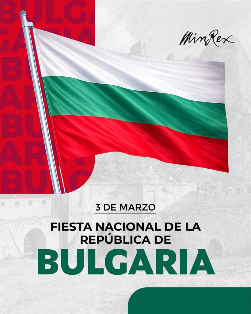 Felicitamos al pueblo de la República de Bulgaria 🇧🇬 en ocasión de su Fiesta Nacional.

Cuba reitera su voluntad de fortalecer los  vínculos de cooperación 🤝 entre ambas naciones.