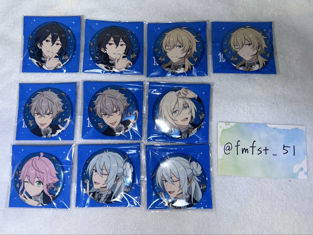 fmfst_51's tweet photo. 交換 あんスタ スタライ 10th アイドルバッジコレクション 缶バッジ A

譲
☆零2 ☆薫2 ♪晃牙2 ♪英智 ○渉2 ○桃李

求
☆真緒4  ♪北斗2  ○スバル1  ○真2

同記号同士の交換
郵送交換>>>京都手渡し
速達・クリックポスト対応可

条件合う方おられましたらお気軽にお声がけください。 https://t.co/If4AONdMpg