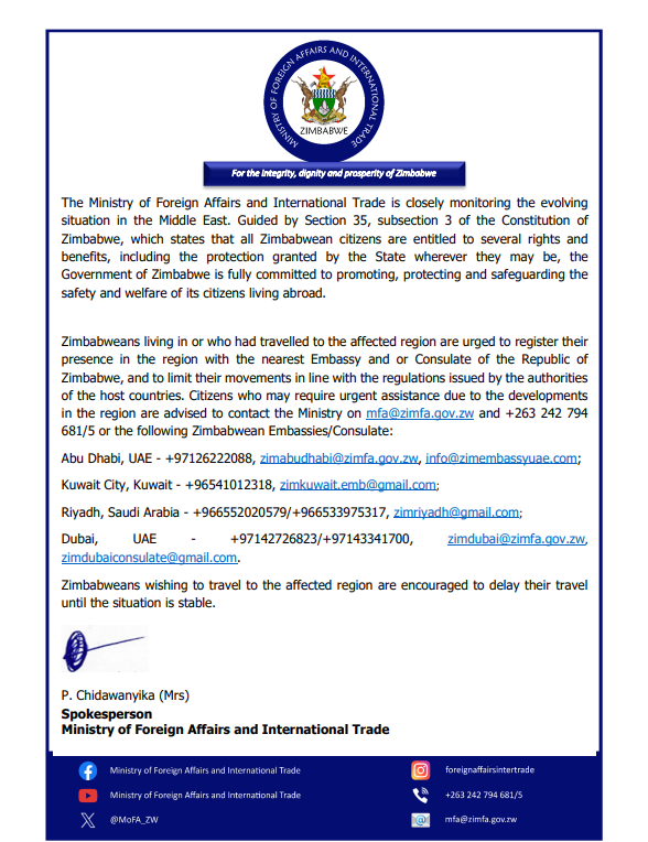 Ministry of Foreign Affairs and Int Trade (@mofa_zw) on Twitter photo 