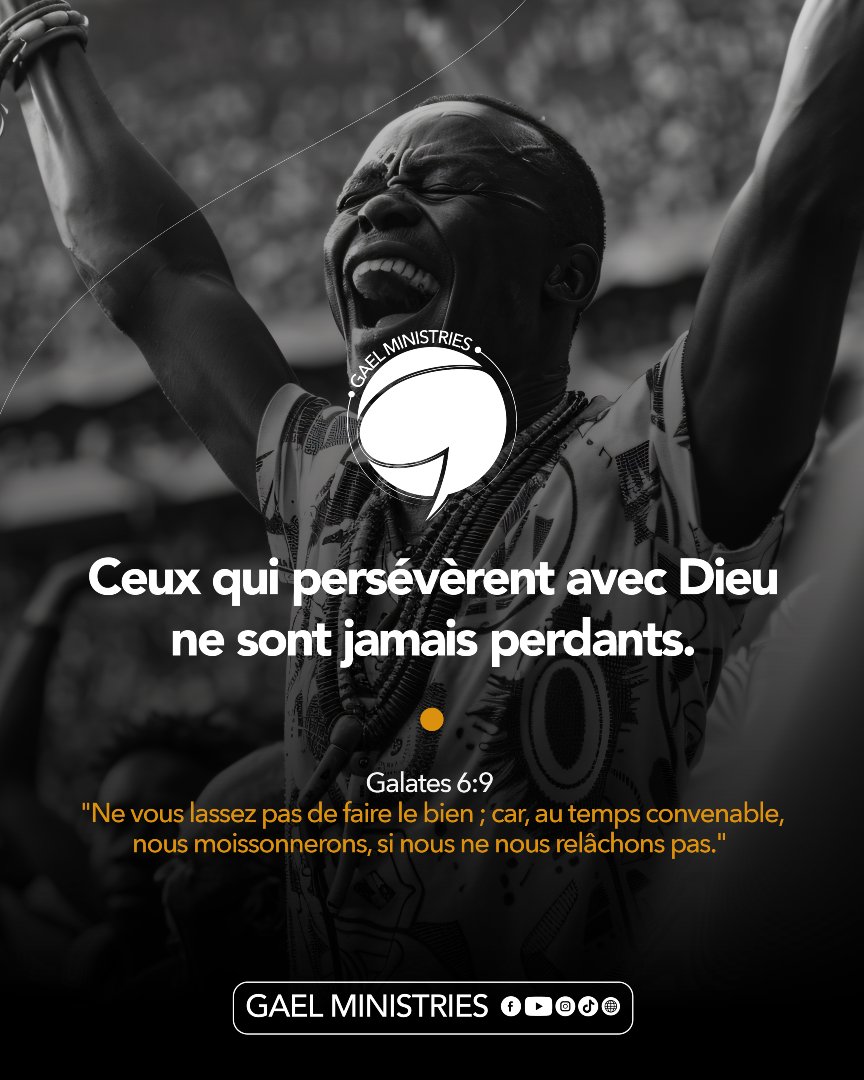 gael_ministries's tweet photo. Ceux qui persévèrent avec Dieu ne sont jamais perdants.  

"Ne vous lassez pas de faire le bien ; car, au temps convenable, nous moissonnerons, si nous ne nous relâchons pas."  
Galates 6:9
#GAELMinistries #PourLaGloireDeDieu #FoiAuthentiqu https://t.co/sA2eB2CEkf