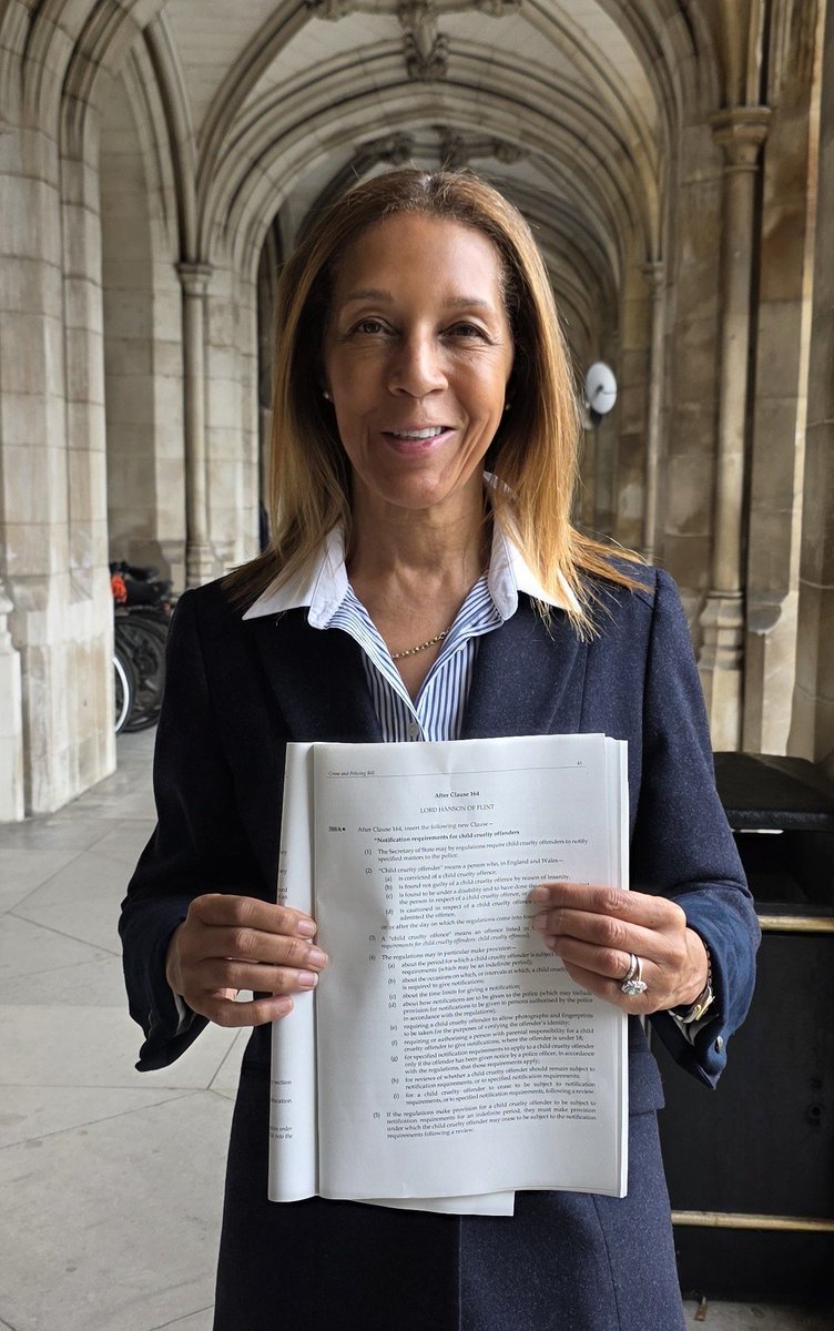 For months <a href="/Conservatives/">Conservatives</a> have pressed the Government for a Child Cruelty Register, alongside my constituent <a href="/paulahudgell/">Paula Hudgell</a>, supported by <a href="/NJ_Timothy/">Nick Timothy MP</a> and families who have endured the worst. I am delighted the Government has now accepted our case, tabled an amendment, and will