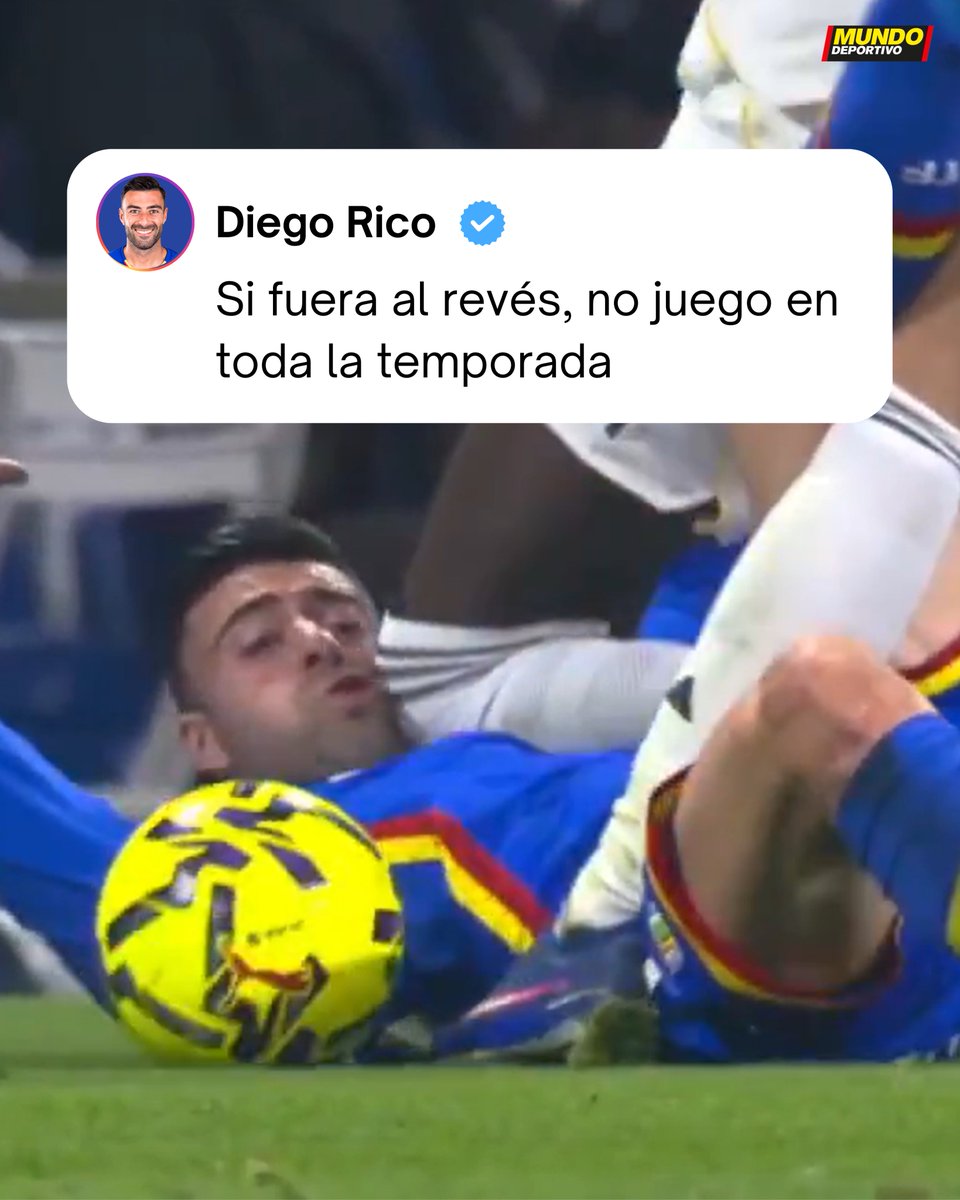 💥 Diego Rico, tras el rodillazo de Rüdiger:

💬 "Si fuera al revés, me hubieran caído igual 10 partidos o no hubiera jugado en toda la temporada. No sé para que está el VAR. Creo que está para estas situaciones"

💬"Es una agresión, se ve que va a darme aposta. En la jugada