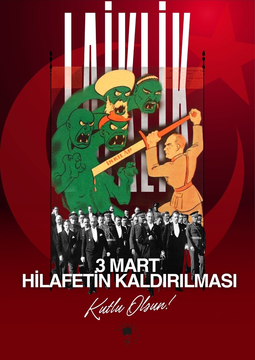 deuadt's tweet photo. Atatürk'e göre modern bir ulus-devletin temeli, dinî otoriteye dayalı bir üst kimlik değil; millî egemenlik anlayışı olmalıydı.
Bu doğrultuda 3 Mart 1924’te hilafet kaldırıldı. 
Kutlu olsun! https://t.co/gSC8PHmUqq