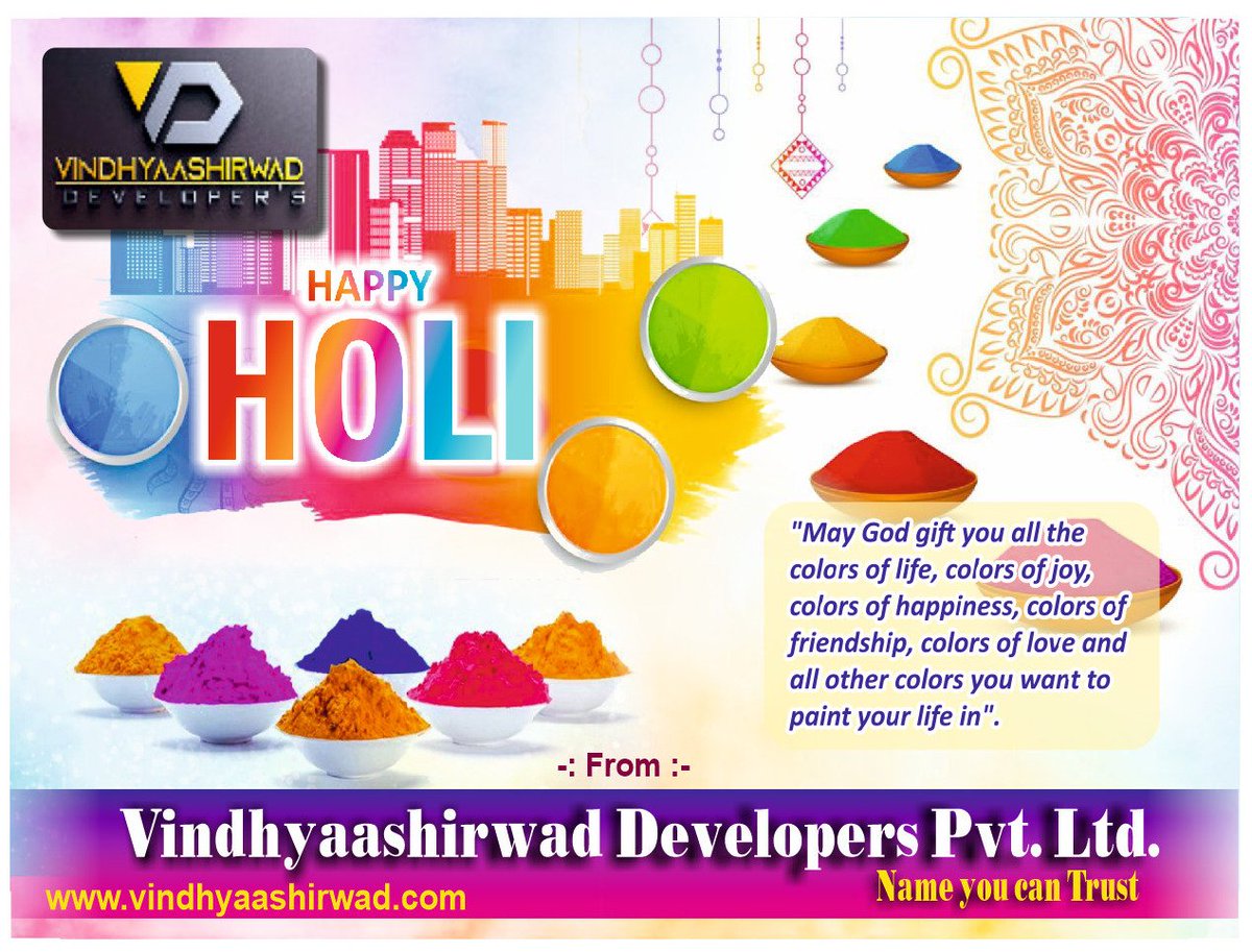 May your life always be as colourful and vibrant as this beautiful festival. 
Wishing you a very Happy Holi...
#Vindhyaashirwad