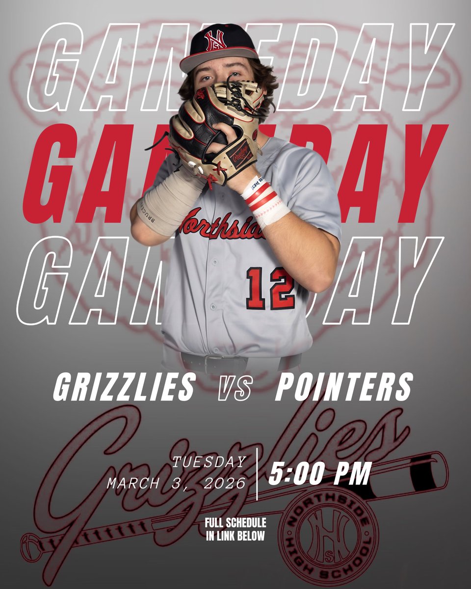 FSNorthsideBsb's tweet photo. OPENING DAY. Grizzlies open up the season with a non-conference matchup. 

📍: Van Buren High School 

🆚: Van Buren Pointers 

⏰: 5:00pm 

#NorthsideBaseball #NowWeGo https://t.co/jxrfXWgynb
