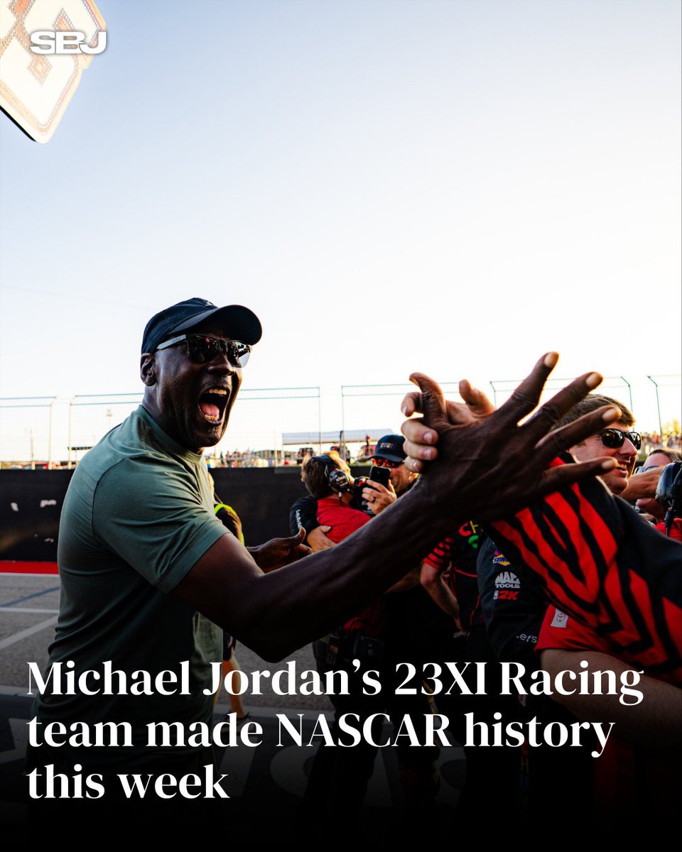 SBJ's tweet photo. Business is booming for NASCAR and Michael Jordan.
 
23XI Racing has opened the season with three straight wins, the first 3-0 start in NASCAR’s 77-year history. Tyler Reddick delivered all three.
 
The business metrics are just as strong:
• 150,000 fans on race day at the Daytona 500, 450,000 across the Speedweeks
• 7.489M viewers on Fox Broadcasting Company for Daytona, up from 6.76M last year
• 4.487M viewers for Atlanta at EchoPark Speedway
 
Three months after antitrust tensions, the on-track results and audience numbers tell a different story.