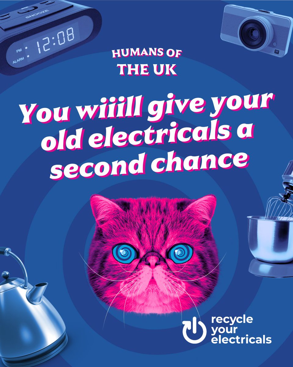 recycleelectric's tweet photo. Greetings humans, it’s #RepairWeek! 

If cats have nine lives, why can’t your electricals? Many electricals just need a quick fix to purrr again - it's cheaper for you and better for the planet. 🌍

Find your local Repair Cafe here: https://t.co/W1YHwbh0ov https://t.co/6aEKKcf5PF