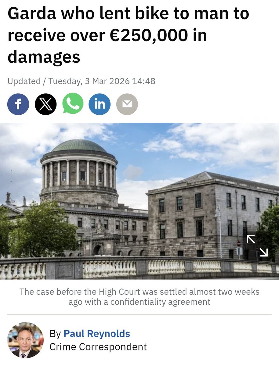 caulmick's tweet photo. How Ireland Works 😮💨🫣
A garda detective who was suspended for more than three years for giving a man a loan of a bicycle during the Covid-19 pandemic is to receive over €250,000 in damages.
#BikeGate
https://t.co/uEMZU51qpB