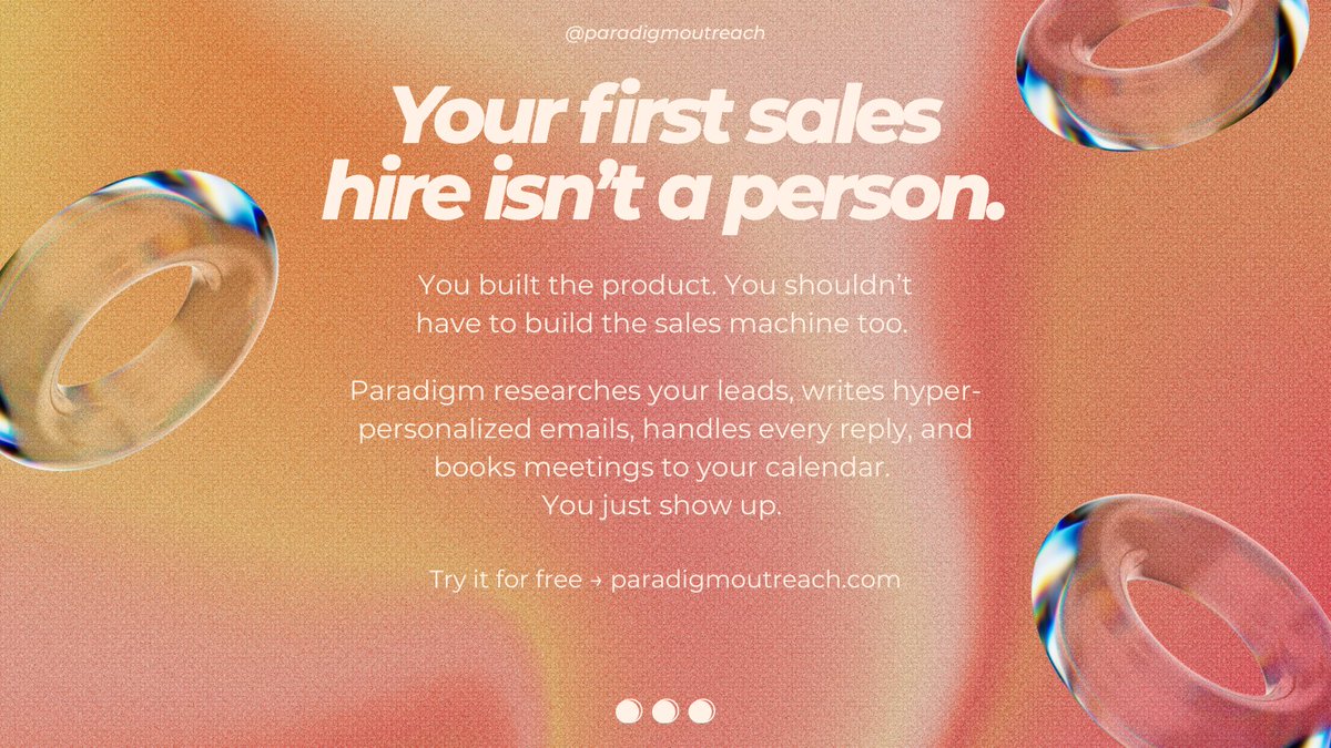 UseParadigm's tweet photo. You built a great product, but your cold emails are getting ignored?

You're probably making one of these 3 mistakes.

Swipe to see the simple fixes that get you from 0 replies to a full calendar.

Follow Paradigm for weekly tips on cold email.

#B2B #Sales #Startup https://t.co/09bE8mfOfE