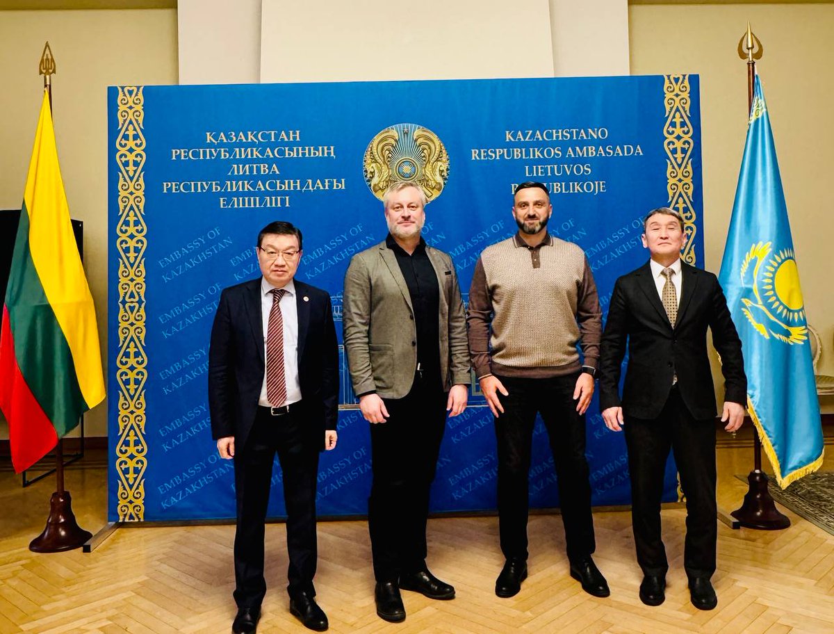 KazEmbLt's tweet photo. Ambassador of Kazakhstan T. Urazayev held a meeting with the management of one of Lithuania’s largest transport and logistics companies — Hegelmann Group. The parties discussed the current state and prospects of cooperation in transport sector, as well as the potential of TITR. https://t.co/tUBQ9zd0aj