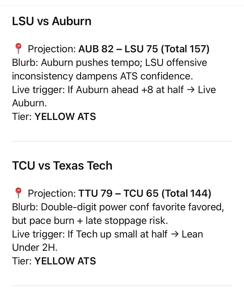 AstrapiV's tweet photo. 🔮🏀#cbb Tuesday:

OU 80 - Mizzou 74
VT 75 - BC 63

DAY 74 - RIC 70
VCU 79 - GMU 72
MIAOH 82 - TOL 76

WYO 74 - NEV 70
VANDY 78 - MISS 74
ILL 78 - ORE 71

TTU 79 - TCU 65
AUB 82 - LSU 75 https://t.co/n06PK2BA1R