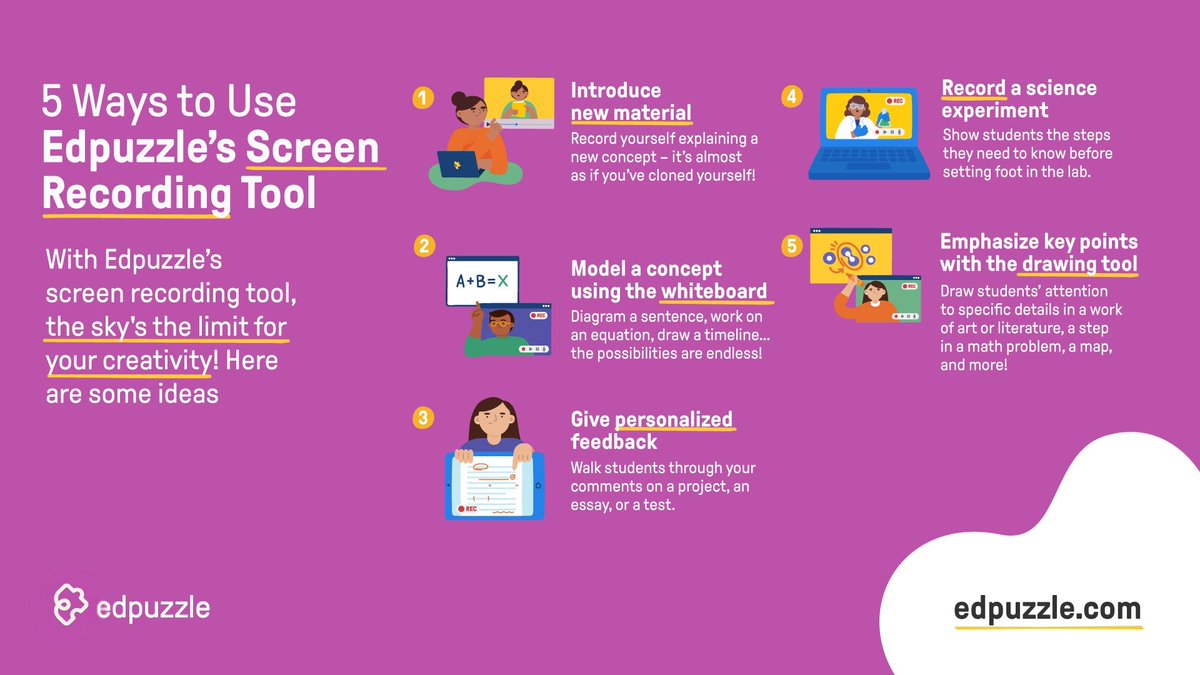 edpuzzle's tweet photo. With Edpuzzle’s screen recording tool, the sky’s the limit for your creativity. ✨

Use it to introduce new material, model concepts, give feedback, and walk students through labs—then turn it all into interactive video lessons. 💻

What’s your go-to way to use screen recording? 👇

#Edpuzzle #Edtech #EduTwitter