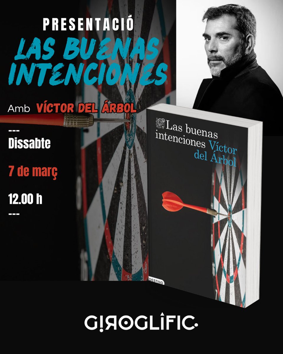 giroglific's tweet photo. S’acosta el dia!!! 😍
Aquest dissabte, 7 de març, a les 12.00 h ens visitarà el gran @Victordelarbol per presentar-nos la seva última novel·la: _Las buenas intenciones_.
Serà tot un honor i un plaer poder tenir-lo a #Giroglífic.
No us ho perdeu!!!

#Girona #Presentació https://t.co/JoT46ddrnL