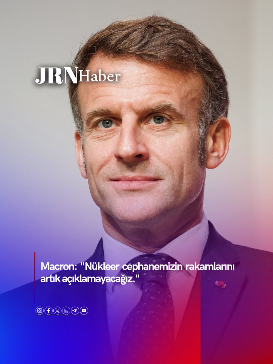 jrnhaber's tweet photo. Macron: "Nükleer cephanemizin rakamlarını artık açıklamayacağız."

#Fransa #Nükleer https://t.co/3LxJ4LPJLh
