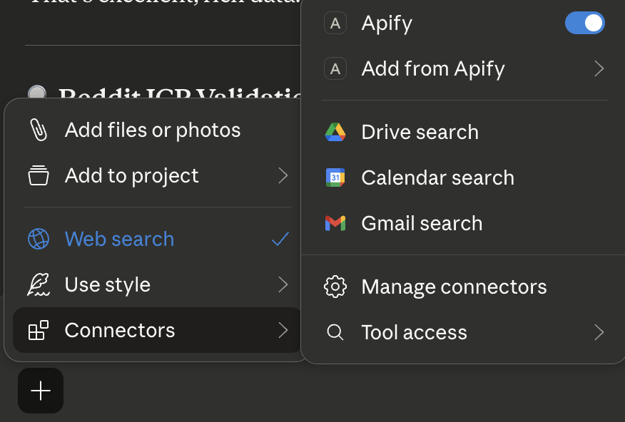 TheAshrex's tweet photo. Most founders spend months validating ideas.

Here's how I did it in 20 minutes using Claude.

Opened Claude. Added Apify connector.
Uploaded all my startup docs.

Then typed one prompt:

"Use fatihtahta/reddit-scraper-search-fast 
to scrape Reddit and tell me if I'm solving 
a real problem for my ICP."

Claude scraped thousands of real Reddit threads.
Real complaints. Real pain points. Real language.

Not surveys. Not assumptions.
Actual people venting about the exact problem
I was trying to solve.

Is it 100% accurate? No.
Is it good enough to stop overthinking
and start building? Absolutely.

Stop waiting for perfect validation.
Reddit already has your answers.
You just need to know how to ask.