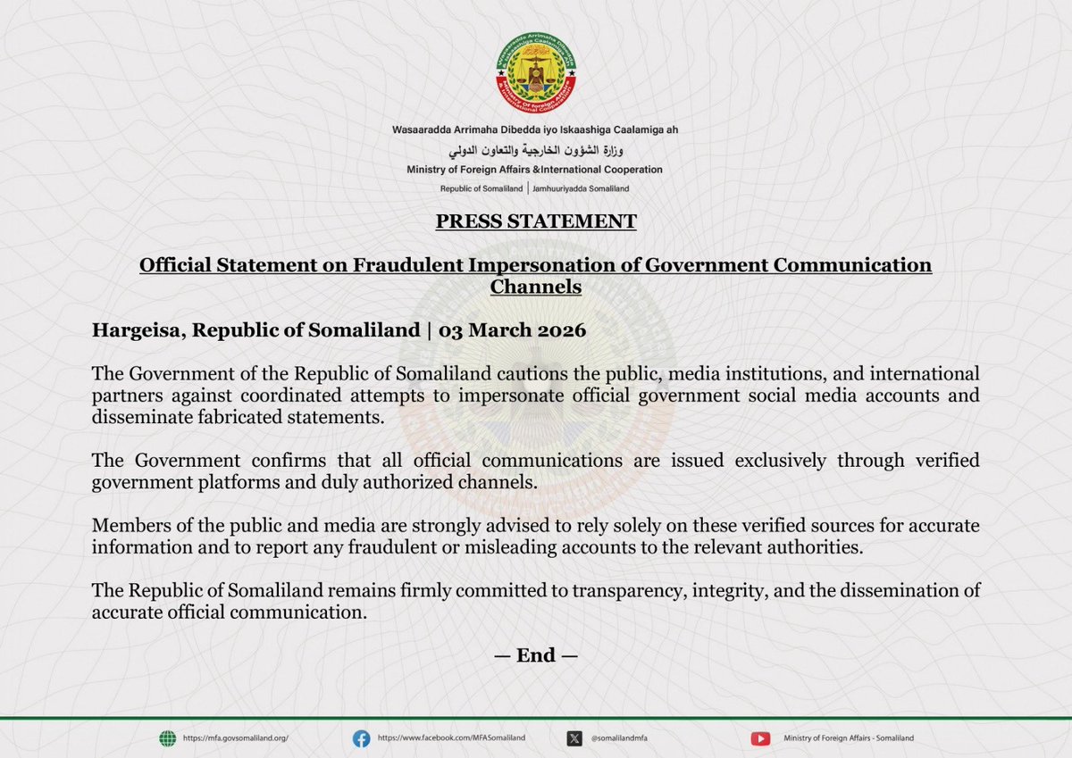 MFA Somaliland tweet media