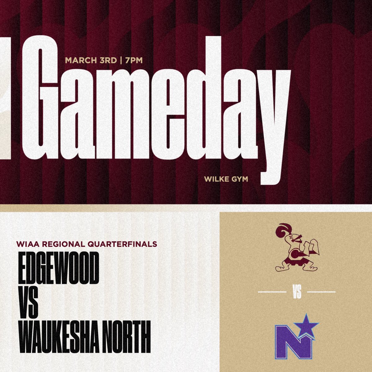 hs_edgewoodbb's tweet photo. WIAA Regionals
🆚 9 Seed Waukesha North Northstars
⏱️ 7 PM
🏠 Wilke Gym https://t.co/4smrZDbein