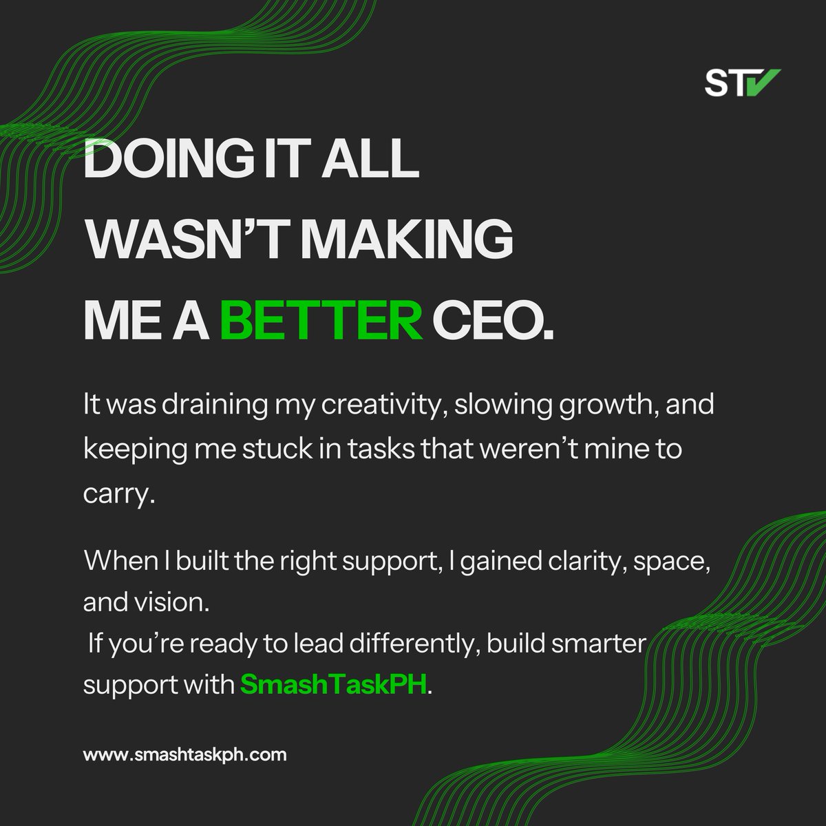 SmashTaskPH's tweet image. You don’t need more hours,  just better help.

#DelegateToScale #FounderLife #BusinessGrowth #CEOMindset #EntrepreneurMindset