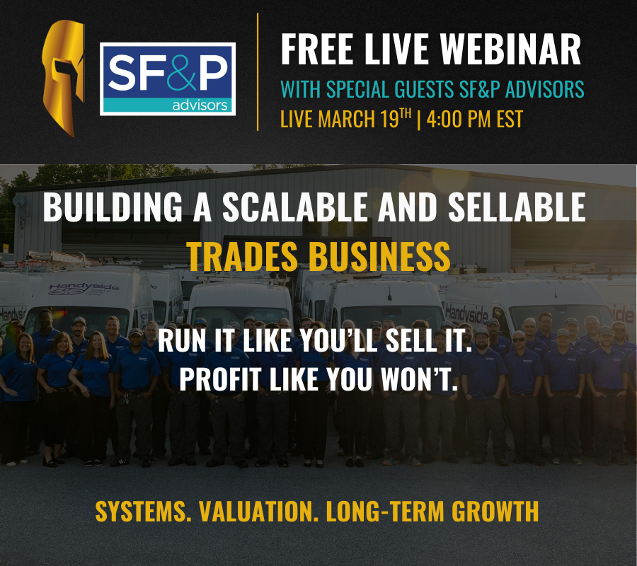 CEOWarrior's tweet photo. Not every trades business owner wants to sell. But every owner should build a company that could.

Join us March 19th as we discuss how to build a business that scales with intention whether your goal is to sell, stay local, or create a legacy company. 

https://t.co/ThuKJwyN9W https://t.co/VKmfFxPFJA