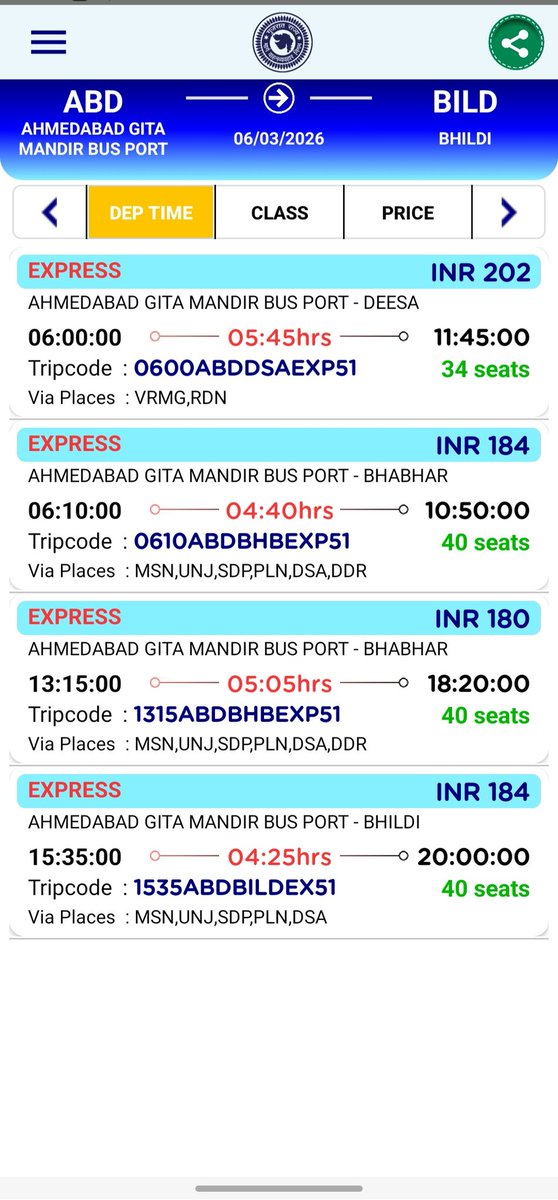 dm_diyodar's tweet photo. @sceptileeee @OfficialGsrtc @DeesaDm @GSRTCDCPalanpur ભીલડી સ્ટોપ ઓનલાઇન એપ પર ચાલુ થઇ ગયેલ છે https://t.co/Xh1I87pXrD