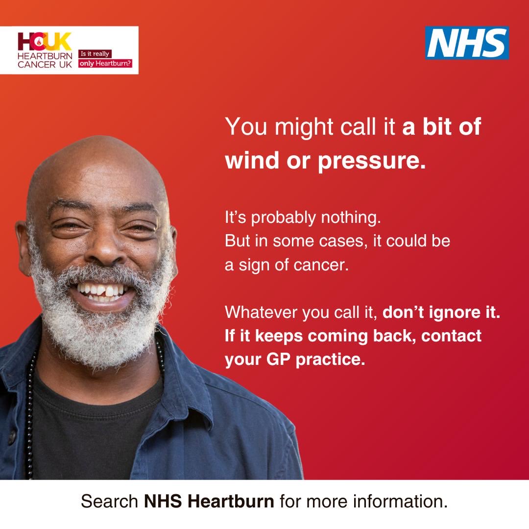Oesophageal cancer is treatable when caught early. Don’t ignore symptoms such as persistent heartburn, acid reflux or difficulty swallowing. Contact your GP practice.

For More info: Link in bio 
#WhateverYouCallit #OesophagealCancerAwareness #HeartburnCancerUK