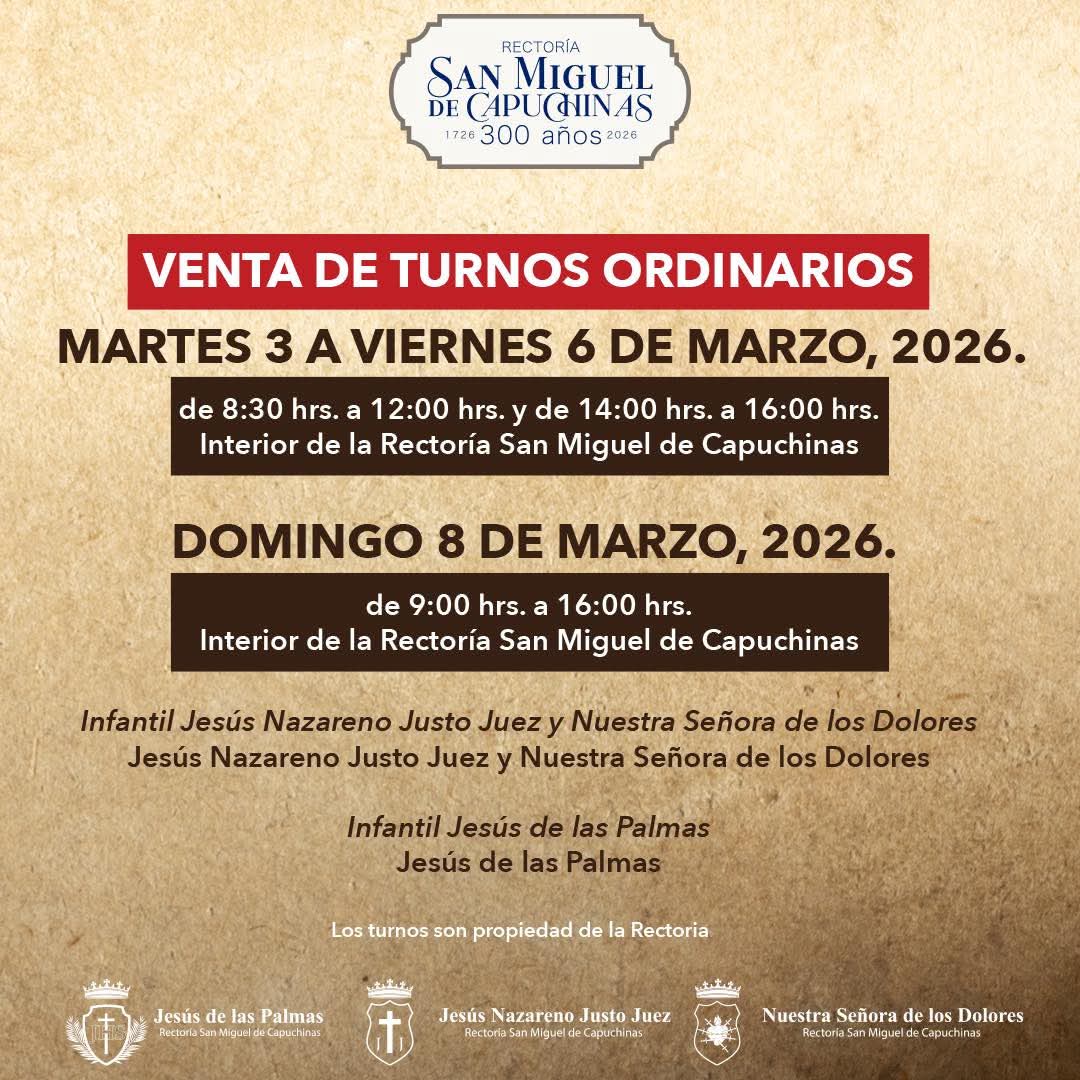 Capirotes_Mad's tweet photo. #Capuchinas | Aún hay turnos disponibles para las Procesiones del Templo de Capuchinas.

- Jesús de las Palmas
- Jesús Nazareno Justo Juez 
- Procesiones Infantiles

#capirotesYmadrileñas #ProcesionesGT #Cuaresma2026 #SemanaSanta2026 https://t.co/gCVHxZuNj4