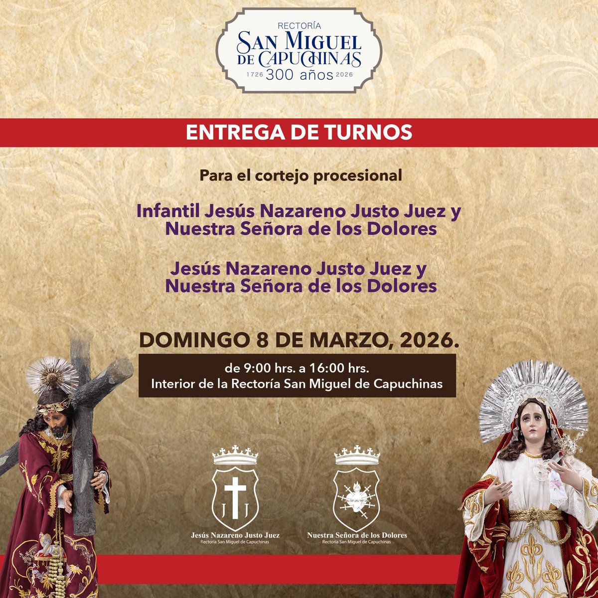 Capirotes_Mad's tweet photo. #Capuchinas | Aún hay turnos disponibles para las Procesiones del Templo de Capuchinas.

- Jesús de las Palmas
- Jesús Nazareno Justo Juez 
- Procesiones Infantiles

#capirotesYmadrileñas #ProcesionesGT #Cuaresma2026 #SemanaSanta2026 https://t.co/gCVHxZuNj4